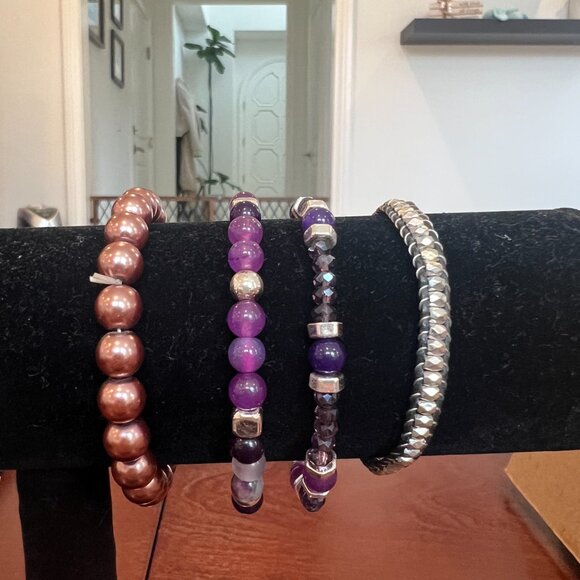 Lot of 9 Women's Beaded & Chain Hand Bracelets Multicolor Elegant Design - Picture 3 of 3